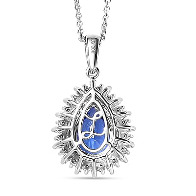 Luxoro Premium Tanzanite and G-H I2 Diamond 2.30 ctw Crown of Dreams Pendant Necklace in 10K White Gold 20 Inches
