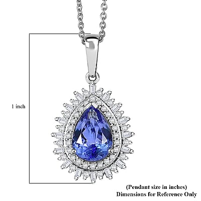 Luxoro Premium Tanzanite and G-H I2 Diamond 2.30 ctw Crown of Dreams Pendant Necklace in 10K White Gold 20 Inches