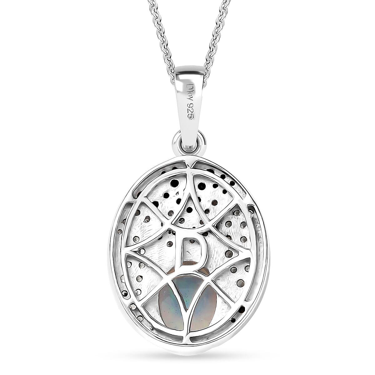 D'Joy Premium Ethiopian Welo Opal and Multi Gemstone 1.75 ctw Frostfire Valley Pendant Necklace in Rhodium Over Sterling Silver 20 Inches
