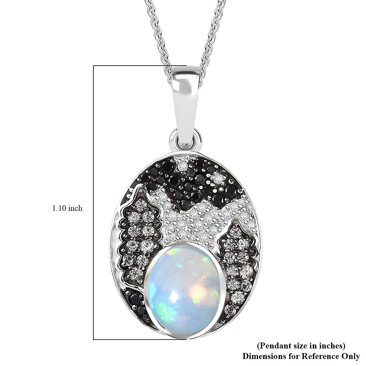 D'Joy Premium Ethiopian Welo Opal and Multi Gemstone 1.75 ctw Frostfire Valley Pendant Necklace in Rhodium Over Sterling Silver 20 Inches image number 6