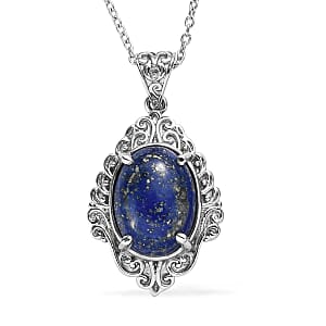 EverTrue Lapis Lazuli 10.50 ctw Pendant Necklace in Stainless Steel 20 Inches 