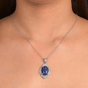 EverTrue Lapis Lazuli 10.50 ctw Pendant Necklace in Stainless Steel 20 Inches 