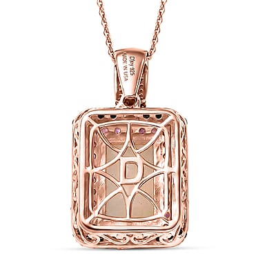 D'Joy Premium Ethiopian Welo Opal, Multi Gemstone 3.75 ctw Aurora Opal Pendant Necklace in 18K Vermeil Rose Gold Over Sterling Silver 20 Inches