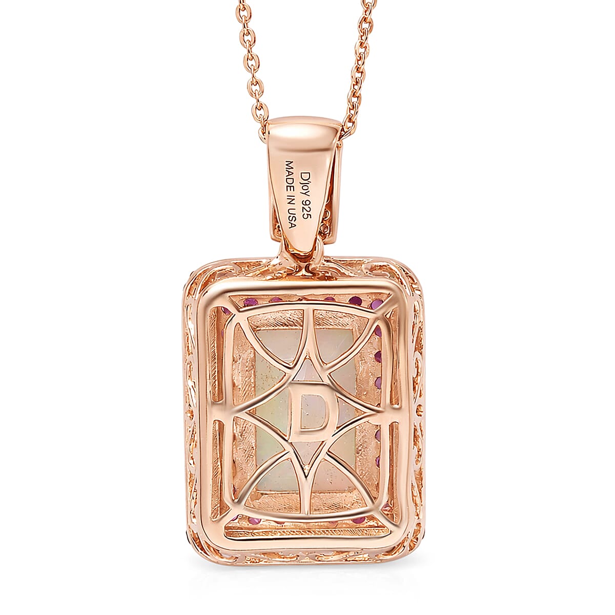 D'Joy Premium Ethiopian Welo Opal and Multi Gemstone 4.00 ctw Aurora Opal Pendant Necklace in 18K Vermeil Rose Gold Over Sterling Silver 20 Inches (Del. in 5-7 Days) image number 4