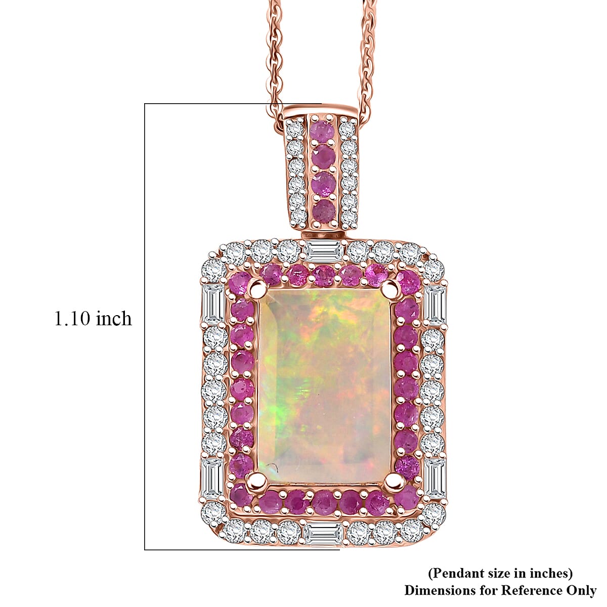 D'Joy Premium Ethiopian Welo Opal and Multi Gemstone 3.75 ctw Aurora Opal Pendant Necklace in 18K Vermeil Rose Gold Over Sterling Silver 20 Inches (Del. in 5-7 Days) image number 5