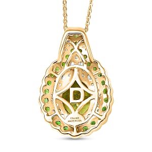 D'Joy Hebei Peridot and Multi Gemstone 4.20 ctw Classic Ornate Oval Pendant Necklace in 18K Vermeil Yellow Gold Over Sterling Silver 20 Inches