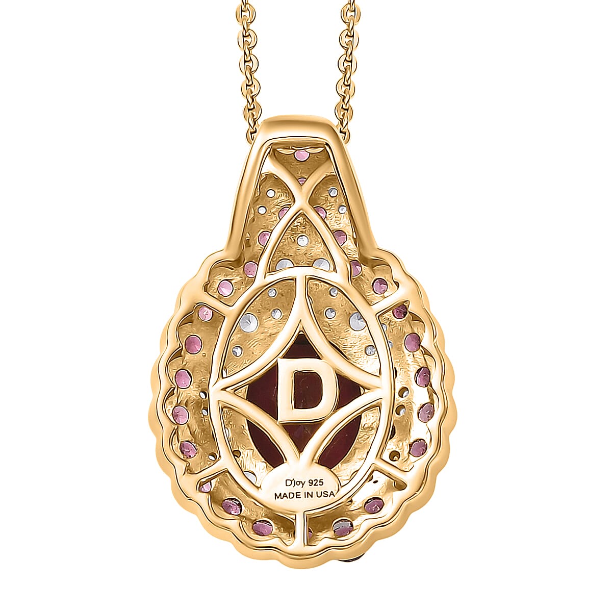 D'Joy Orissa Rhodolite Garnet and White Zircon 4.70 ctw Pendant Necklace in 18K Vermeil Yellow Gold Over Sterling Silver 20 Inches image number 4