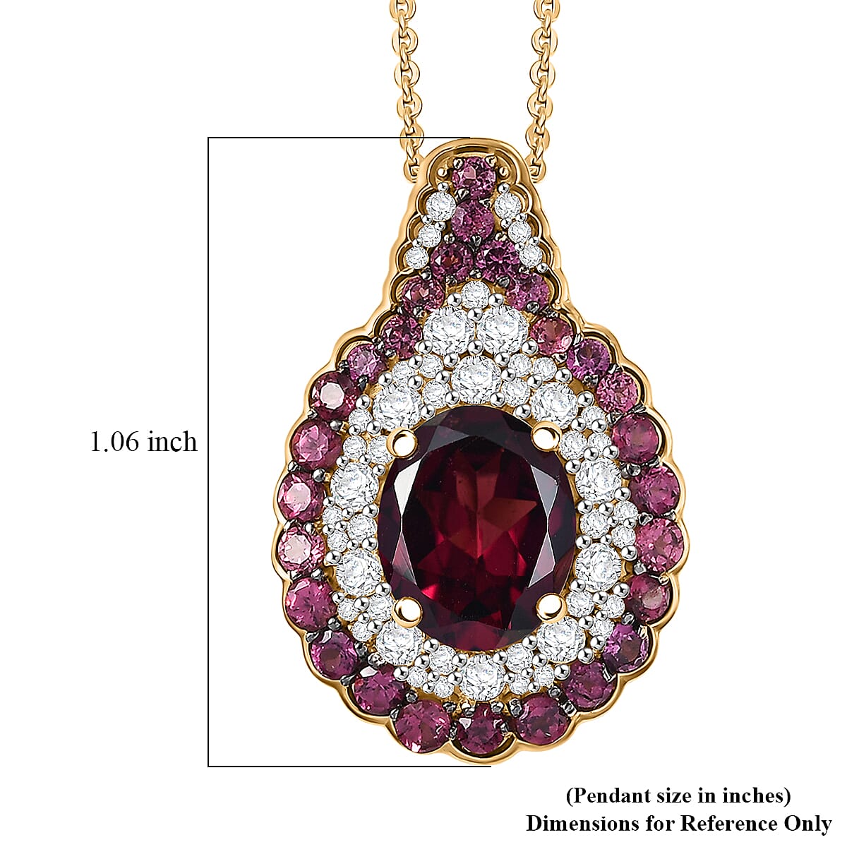 D'Joy Orissa Rhodolite Garnet and White Zircon 4.70 ctw Pendant Necklace in 18K Vermeil Yellow Gold Over Sterling Silver 20 Inches image number 5