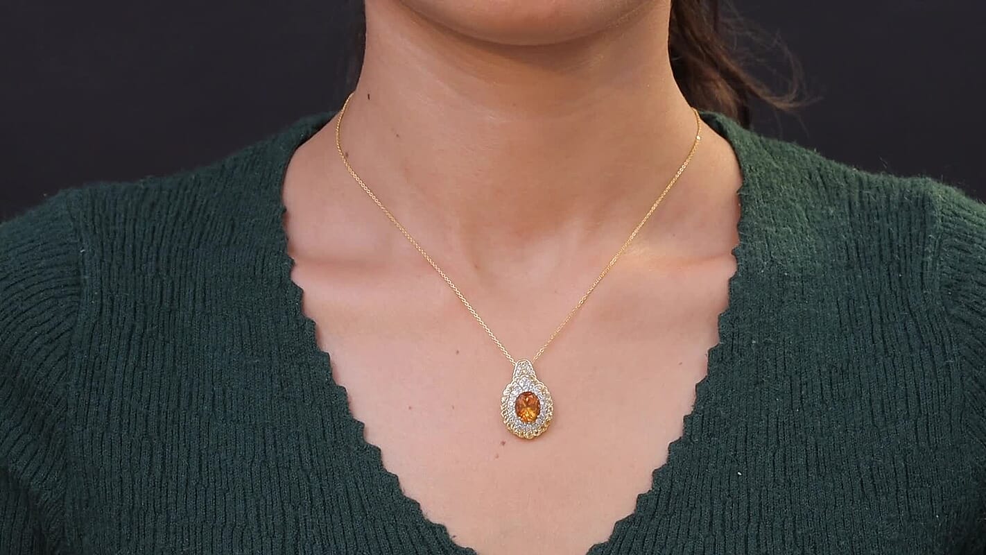 D'Joy Hebei Peridot, Multi Gemstone Pendant Necklace (20 Inches) in 18K Vermeil YG Over Sterling Silver 4.20 ctw