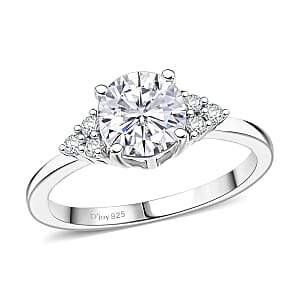  D'Joy Moissanite 2.75 ctw Classic Ring (Size 5.0) and Pendant Necklace in Rhodium Over Sterling Silver 20 Inches