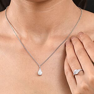 Doorbuster D'Joy Moissanite 2.75 ctw Classic Ring (Size 6.0) and Pendant Necklace in Rhodium Over Sterling Silver 20 Inches