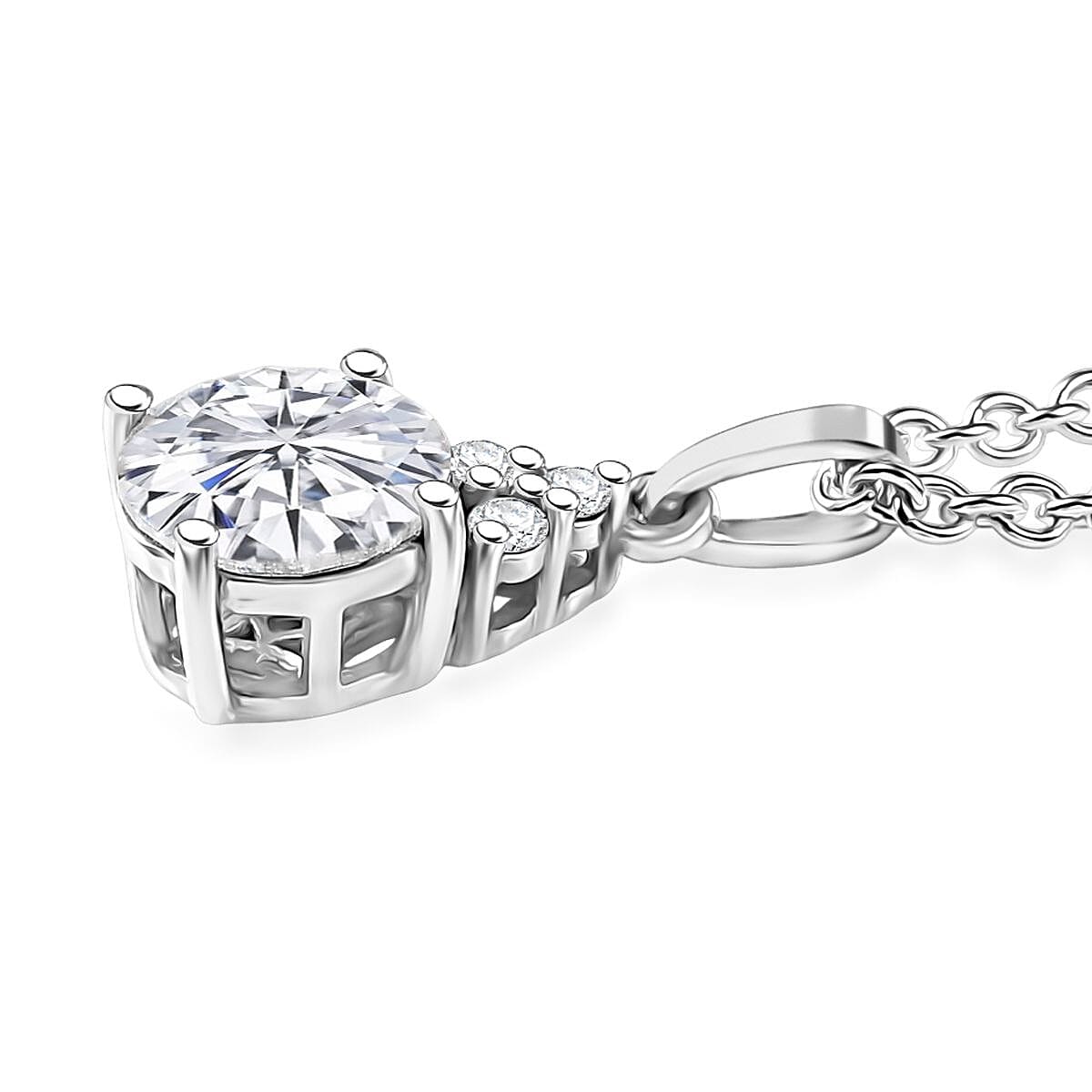 Doorbuster D'Joy Moissanite (Rnd 7mm) Ring (Size 7.0) and Pendant Necklace (20 Inches) in Rhodium Over Sterling Silver 2.75 ctw image number 7