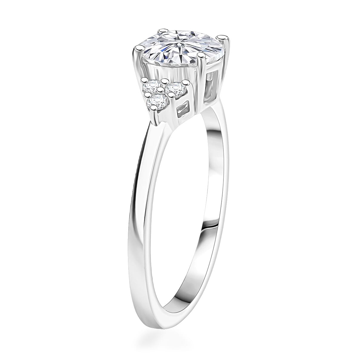 D'Joy Moissanite 2.75 ctw Classic Ring (Size 8.0) and Pendant Necklace in Rhodium Over Sterling Silver 20 Inches