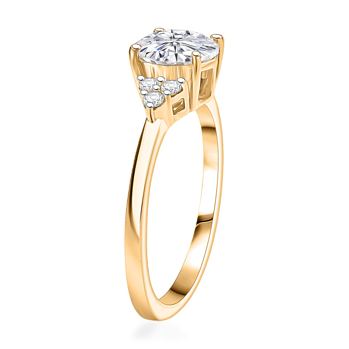  D'Joy Moissanite 2.75 ctw Classic Ring (Size 10.0) and Pendant Necklace 20 Inches in 18K Vermeil Yellow Gold Over Sterling Silver