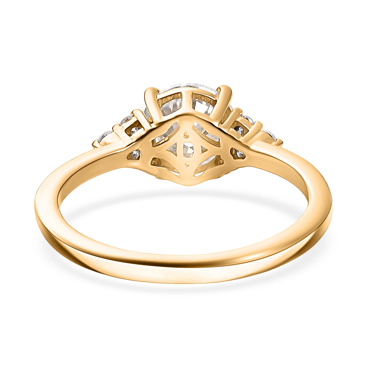  D'Joy Moissanite 2.75 ctw Classic Ring (Size 10.0) and Pendant Necklace 20 Inches in 18K Vermeil Yellow Gold Over Sterling Silver