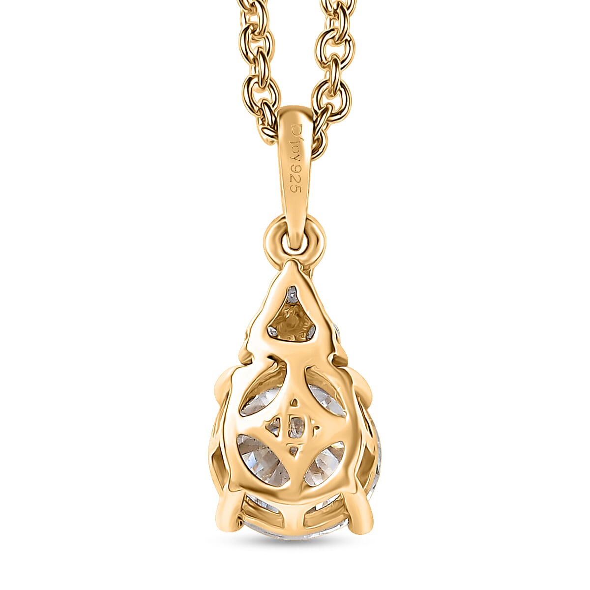  D'Joy Moissanite 2.75 ctw Classic Ring (Size 10.0) and Pendant Necklace 20 Inches in 18K Vermeil Yellow Gold Over Sterling Silver