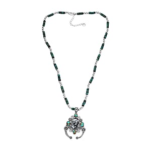 D'Joy Artisan Crafted Premium White Buffalo and Royston Turquoise 44.20 ctw Pendant Necklace in Rhodium Over Sterling Silver 20 Inches