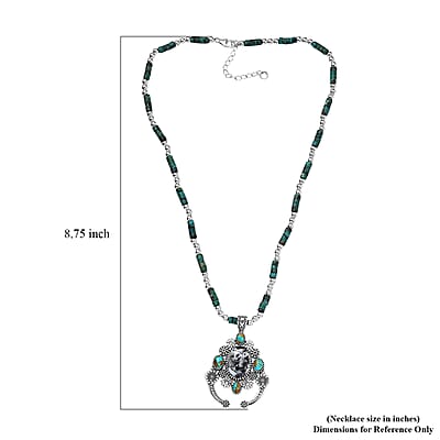 D'Joy Artisan Crafted Premium White Buffalo and Royston Turquoise 44.20 ctw Pendant Necklace in Rhodium Over Sterling Silver 20 Inches