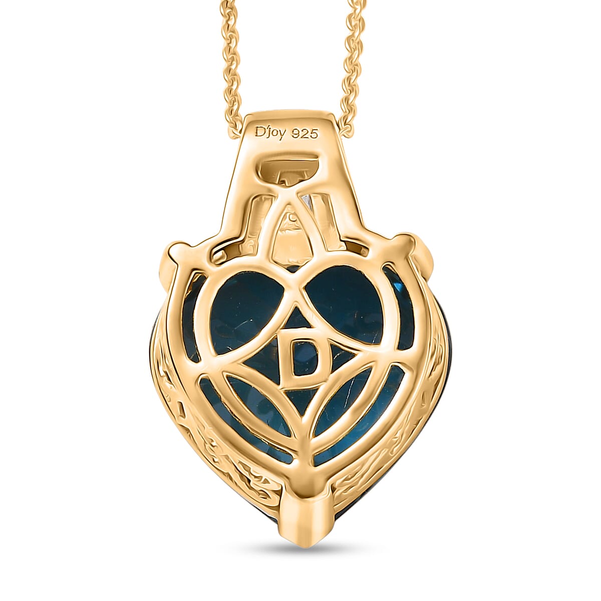 D'Joy Certified London Blue Topaz and Moissanite 13.10 ctw Midnight Elegance Pendant Necklace in 18K Vermeil Yellow Gold Over Sterling Silver 20 Inches image number 4