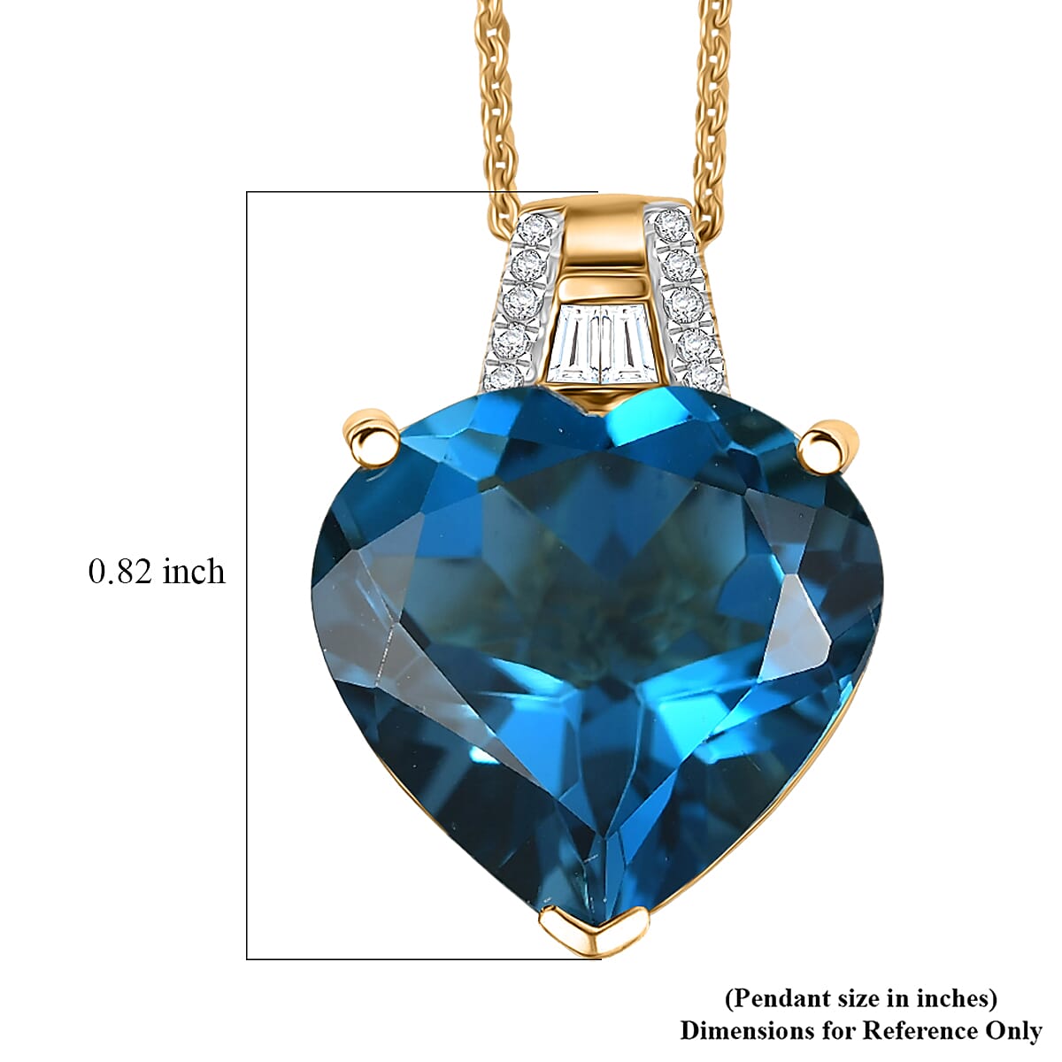 D'Joy London Blue Topaz and Moissanite 14.60 ctw Midnight Elegance Pendant Necklace in 18K Vermeil Yellow Gold Over Sterling Silver 20 Inches  image number 6