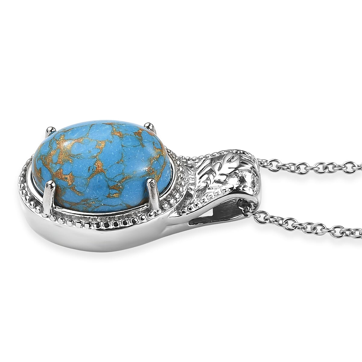 EverTrue Mojave Blue Turquoise 8.20 ctw Pendant Necklace in Stainless Steel 20 Inches  image number 3