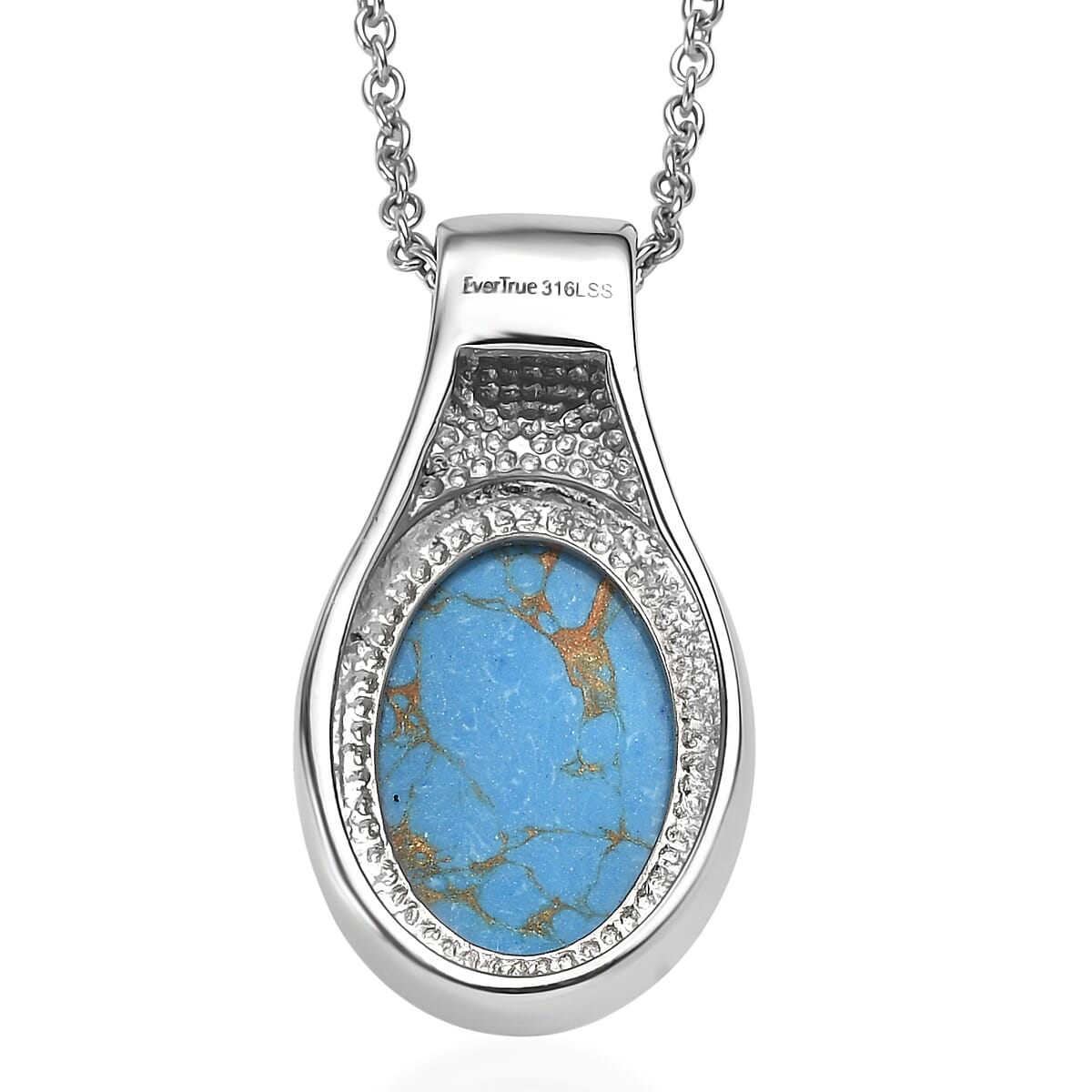 EverTrue Mojave Blue Turquoise 8.20 ctw Pendant Necklace in Stainless Steel 20 Inches  image number 4