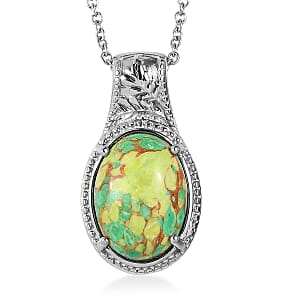 EverTrue Mojave Green Turquoise 8.10 ctw Pendant Necklace in Stainless Steel 20 Inches 