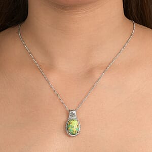 EverTrue Mojave Green Turquoise 8.10 ctw Pendant Necklace in Stainless Steel 20 Inches 