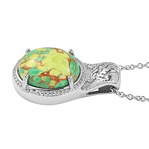 EverTrue Mojave Green Turquoise 8.10 ctw Pendant Necklace in Stainless Steel 20 Inches 