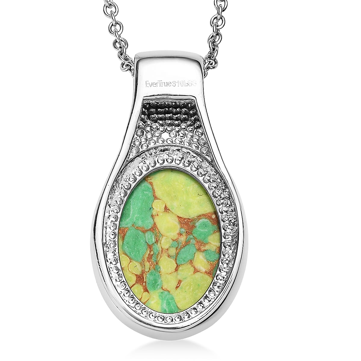 EverTrue Mojave Green Turquoise 8.10 ctw Pendant Necklace in Stainless Steel 20 Inches  image number 4