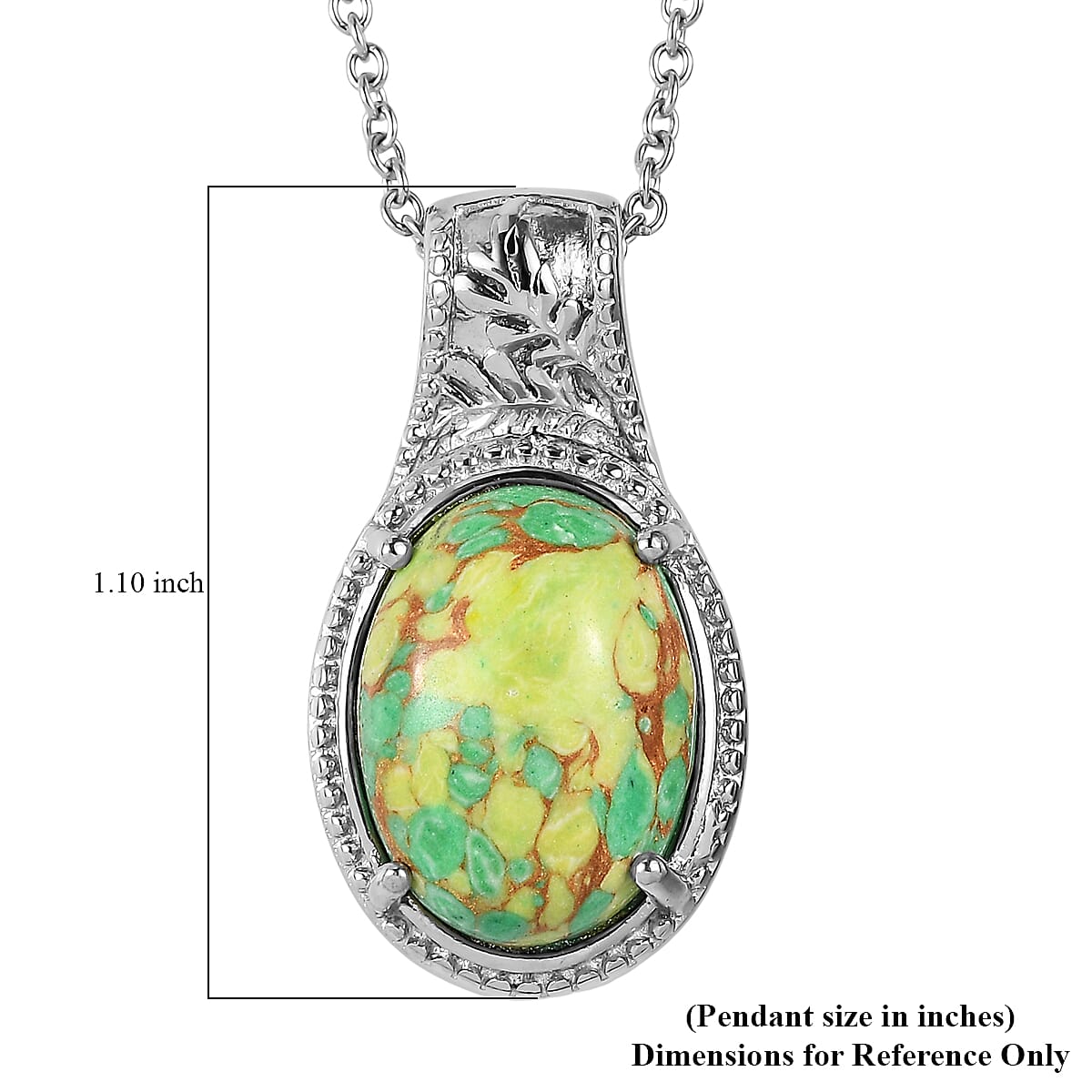 EverTrue Mojave Green Turquoise 8.10 ctw Pendant Necklace in Stainless Steel 20 Inches  image number 6