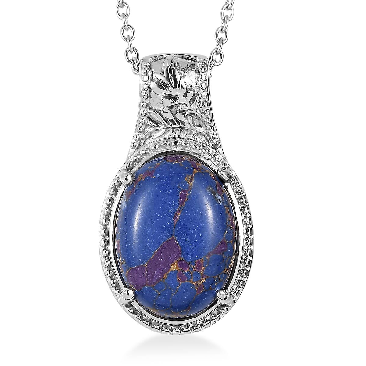 EverTrue Mojave Purple Turquoise 8.40 ctw Pendant Necklace in Stainless Steel 20 Inches  image number 0
