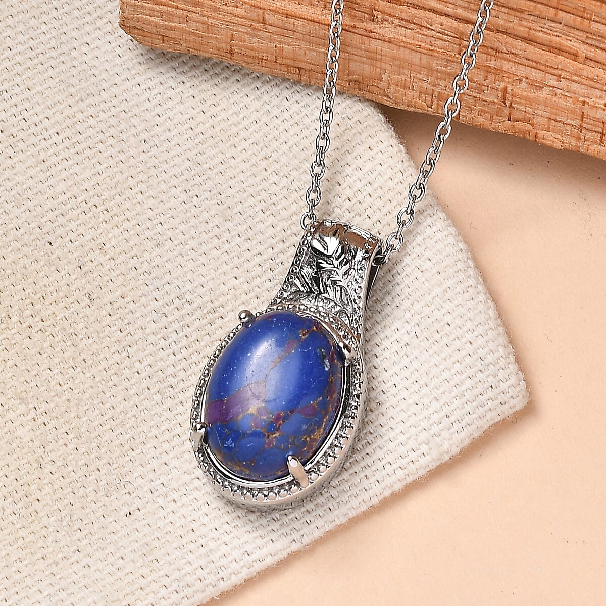 EverTrue Mojave Purple Turquoise 8.40 ctw Pendant Necklace in Stainless Steel 20 Inches  image number 1