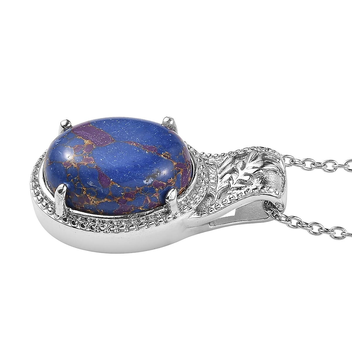 EverTrue Mojave Purple Turquoise 8.40 ctw Pendant Necklace in Stainless Steel 20 Inches  image number 3