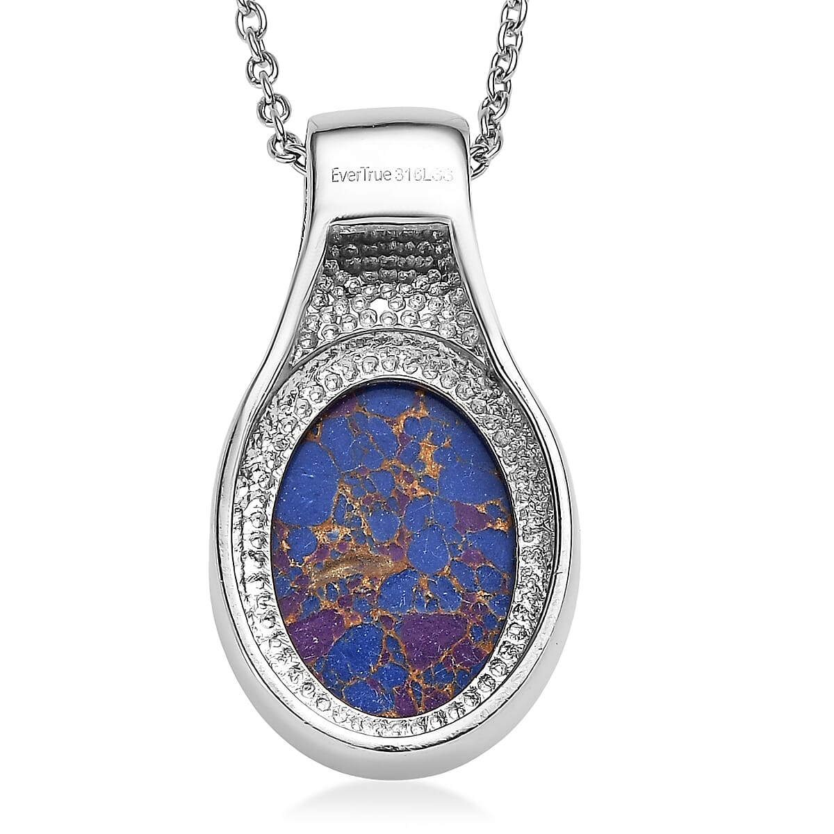 EverTrue Mojave Purple Turquoise 8.40 ctw Pendant Necklace in Stainless Steel 20 Inches  image number 4