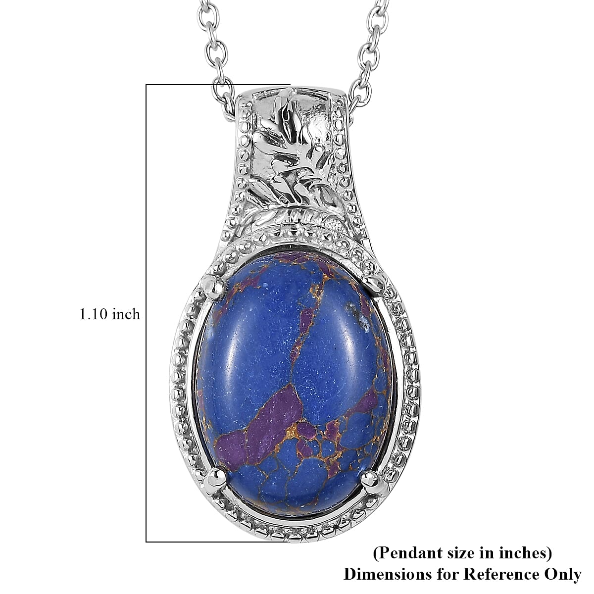 EverTrue Mojave Purple Turquoise 8.40 ctw Pendant Necklace in Stainless Steel 20 Inches  image number 6