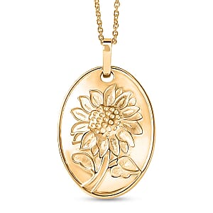 EverTrue Bronzella Collection Flower Sunflower Pendant Necklace 18K YG Plated Bronze 20 Inches