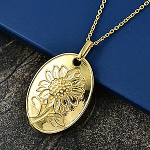 EverTrue Bronzella Collection Sunflower Pendant Necklace in 18K YG Plated Bronze (20 Inches)