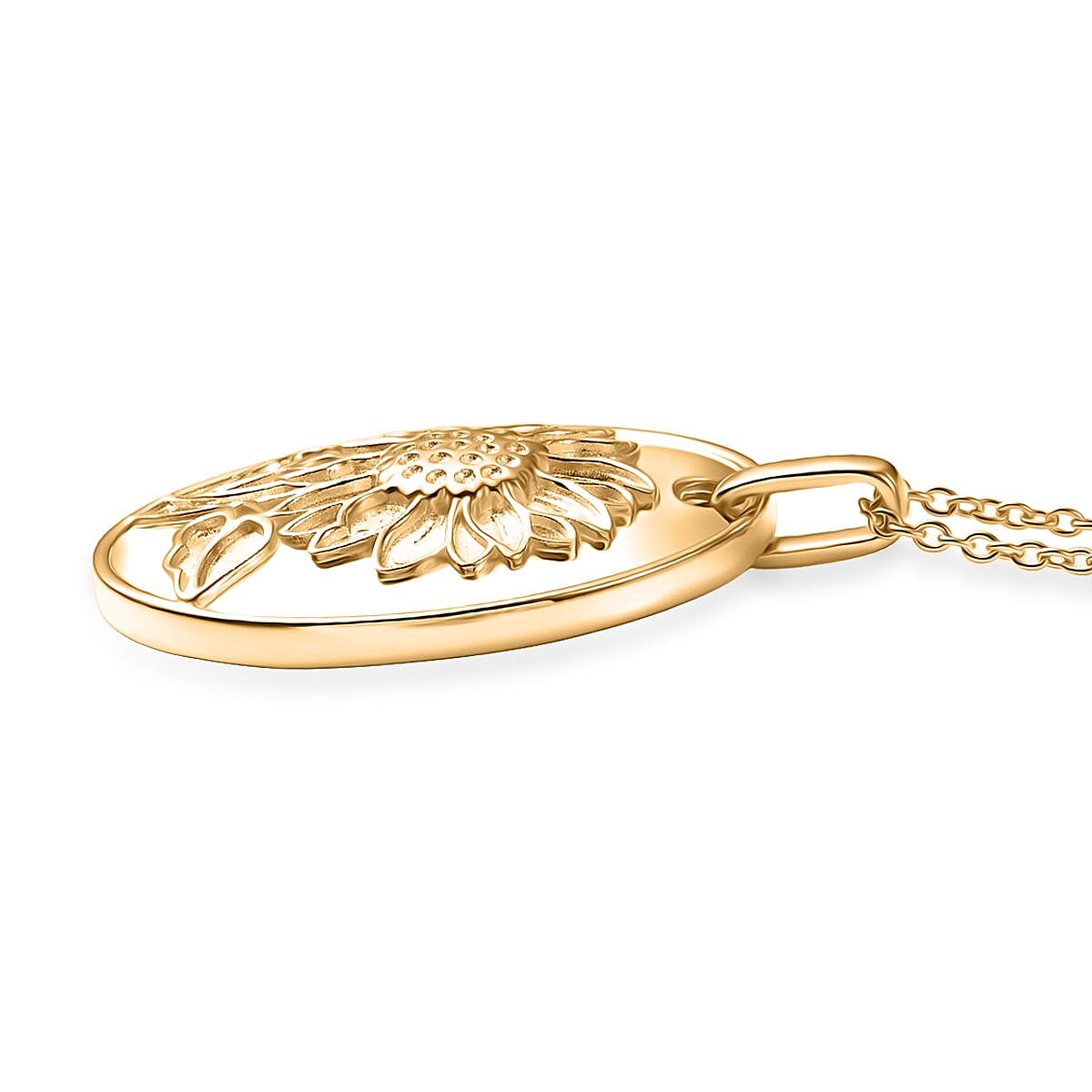 EverTrue Bronzella Collection Flower Sunflower Pendant Necklace 18K YG Plated Bronze 20 Inches image number 3