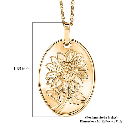 EverTrue Bronzella Collection Sunflower Pendant Necklace in 18K YG Plated Bronze (20 Inches)