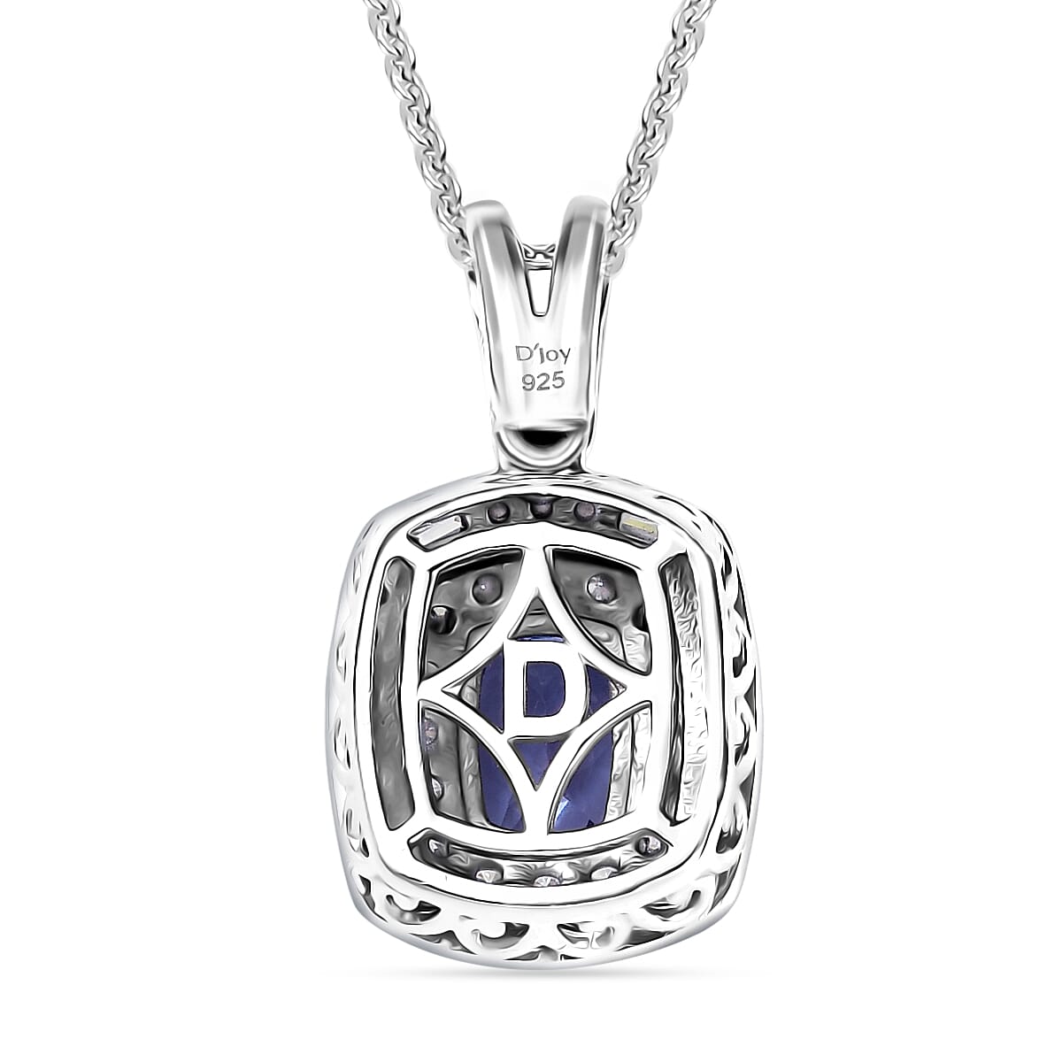 D'Joy Premium Tanzanite and Moissanite 1.40 ctw Celestial Halo Pendant Necklace in Rhodium Over Sterling Silver 20 Inches  image number 4