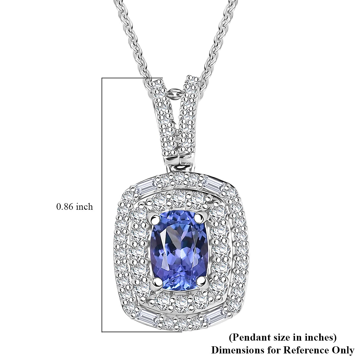 D'Joy Premium Tanzanite and Moissanite 1.40 ctw Celestial Halo Pendant Necklace in Rhodium Over Sterling Silver 20 Inches  image number 5