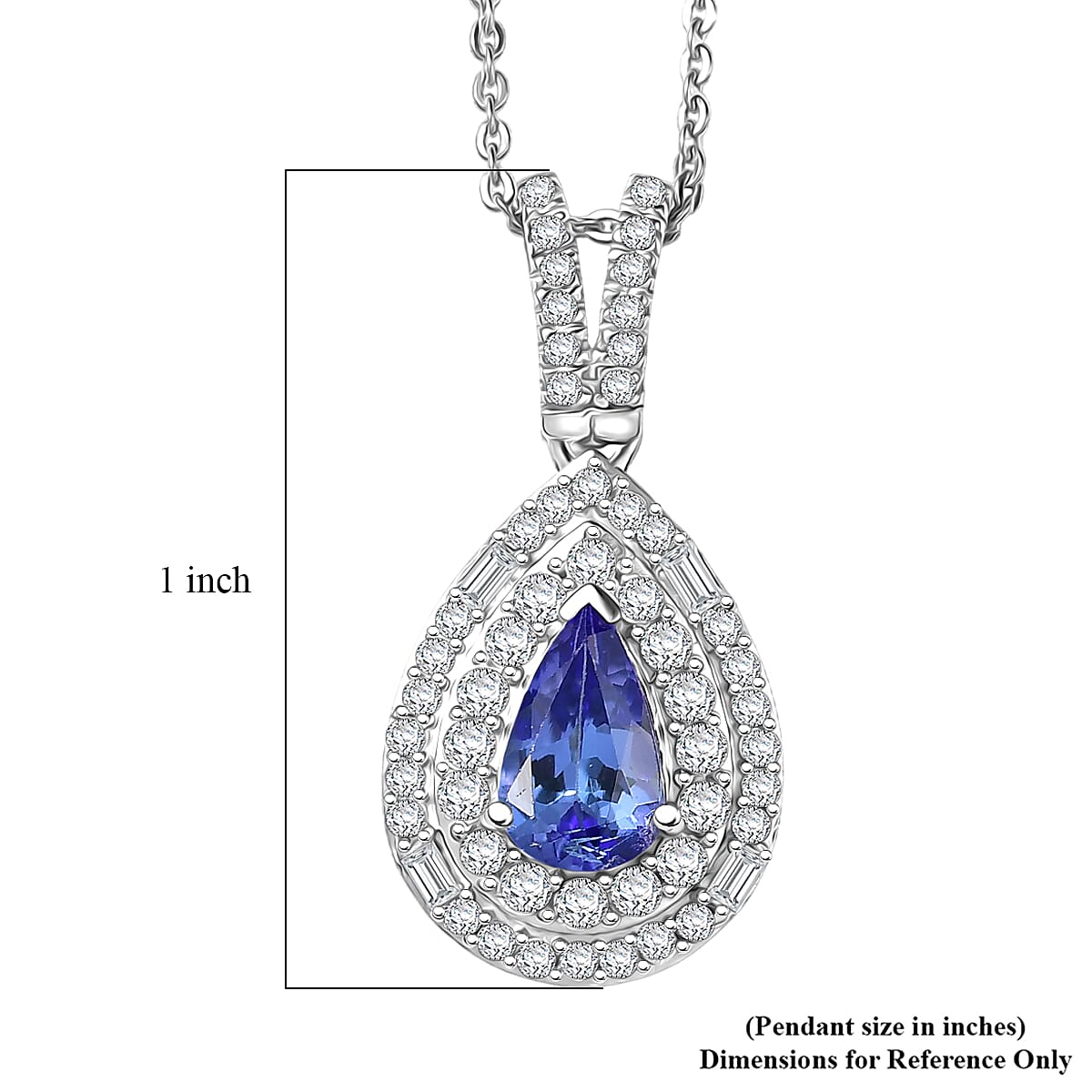 D'Joy Premium Tanzanite and Moissanite 1.50 ctw Celestial Halo Pendant Necklace in Rhodium Over Sterling Silver 20 Inches  image number 6