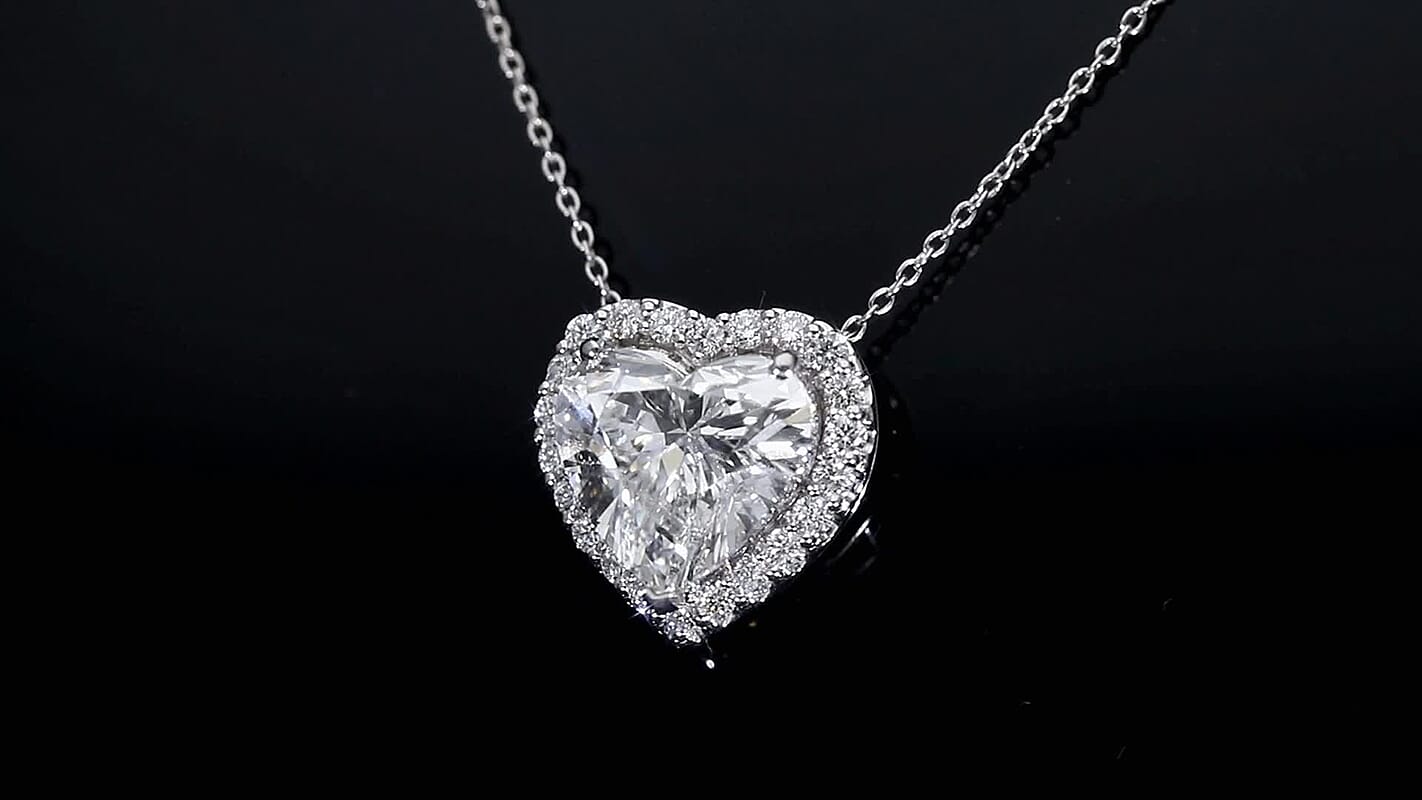 IGI Certified Luxuriant Lab Grown Diamond E-F VS 5.50 ctw Forever Heart Crown Pendant Necklace in 950 Platinum 20 Inches 4.30 Grams