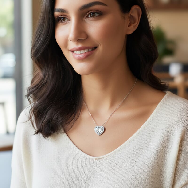 IGI Certified Luxuriant Lab Grown Diamond E-F VS 5.50 ctw Forever Heart Crown Pendant Necklace in 950 Platinum 20 Inches 4.30 Grams