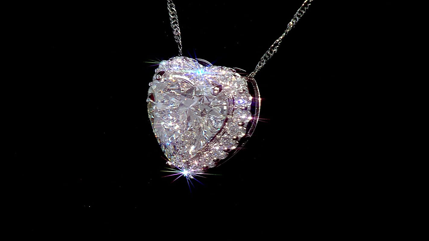 IGI Certified Luxuriant Lab Grown Diamond E-F VS 5.50 ctw Forever Heart Crown Pendant Necklace in 950 Platinum 20 Inches 4.30 Grams