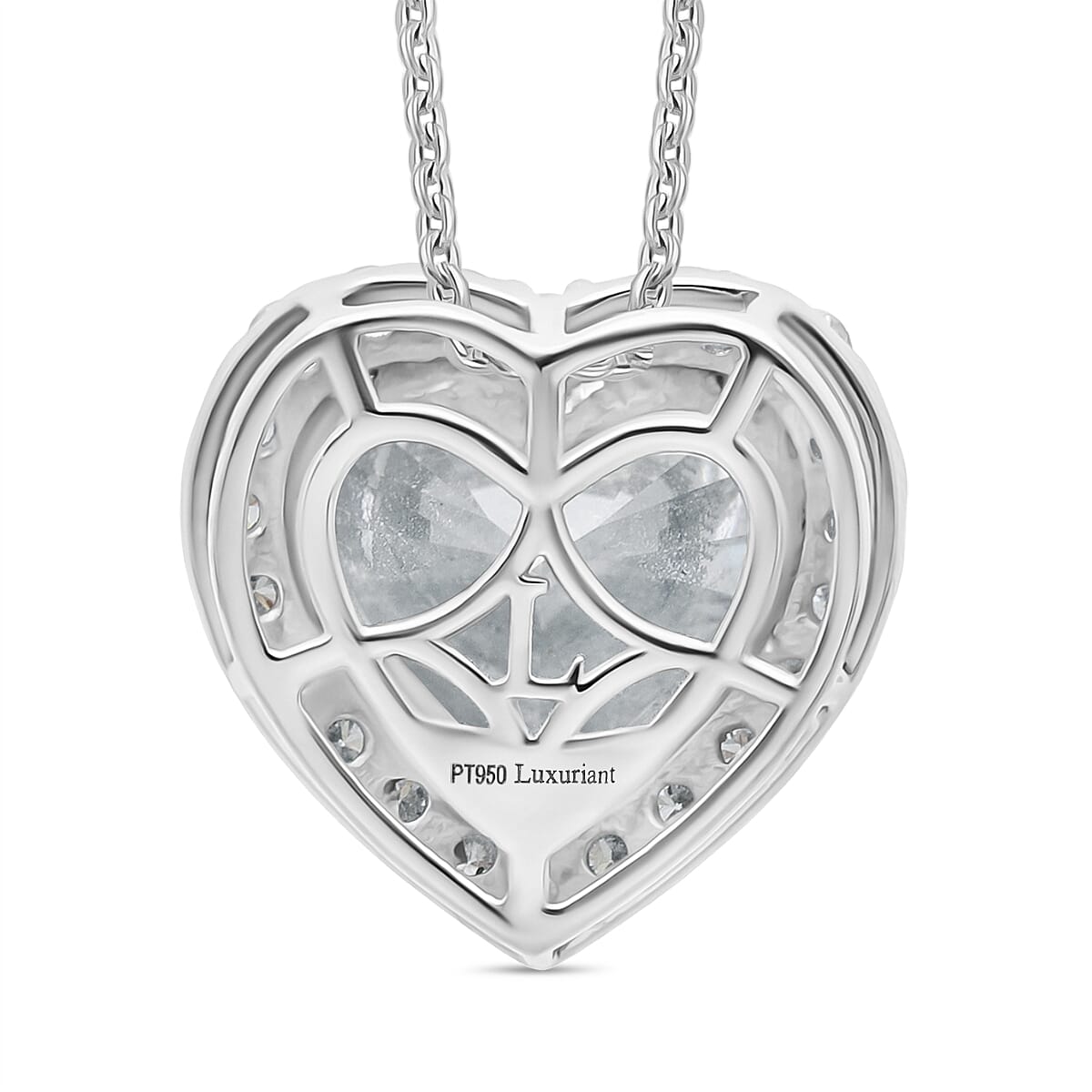 Doorbuster IGI Certified Luxuriant Lab Grown Diamond E-F VS 5.50 ctw Forever Heart Crown Pendant Necklace in 950 Platinum 20 Inches 4.30 Grams (Del. in 10-12 Days)  image number 3