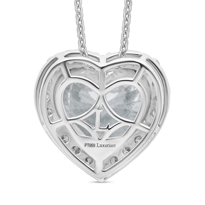 IGI Certified Luxuriant Lab Grown Diamond E-F VS 5.50 ctw Forever Heart Crown Pendant Necklace in 950 Platinum 20 Inches 4.30 Grams