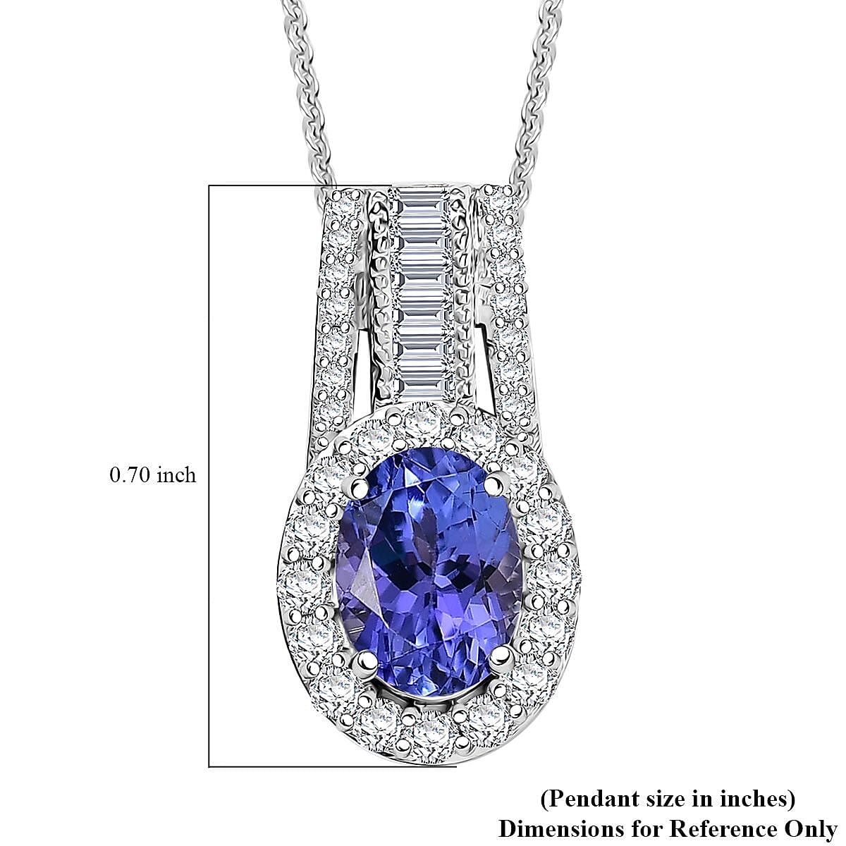 D'Joy Premium Tanzanite and Moissanite 1.50 ctw Pendant Necklace in Rhodium Over Sterling Silver 20 Inches image number 4