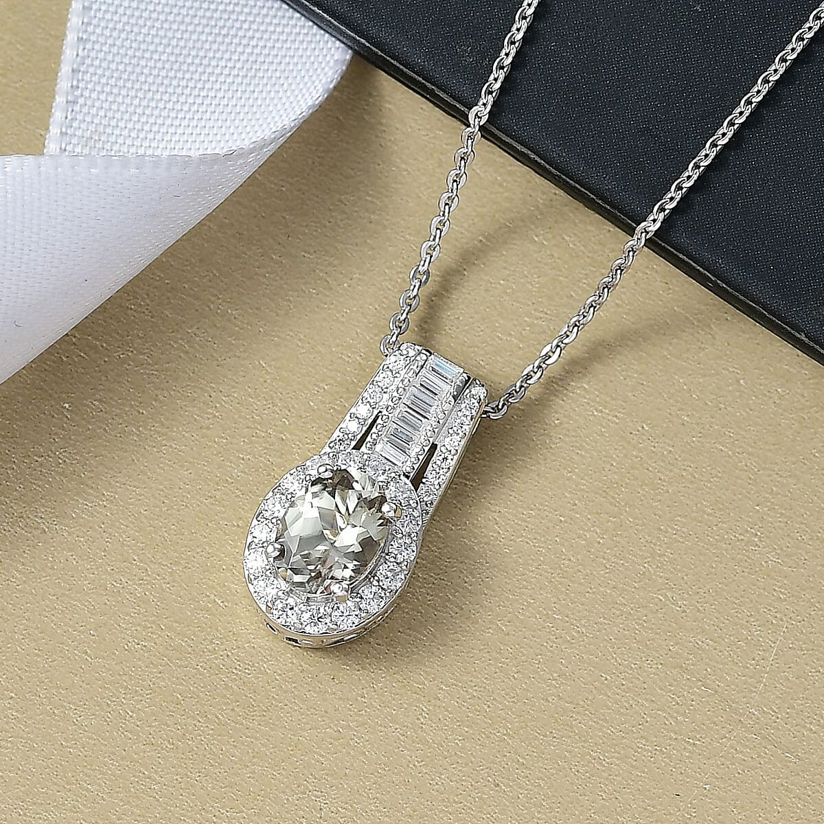 D'Joy Premium Turkizite and Moissanite 1.60 ctw Pendant Necklace in Rhodium Over Sterling Silver 20 Inches image number 1